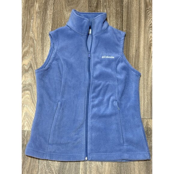 COLUMBIA FLEECE WOMENS VEST SMALL FULL ZIP POCKETS LILAC LIGHT SPORT OUTDOOR - Picture 1 of 6
